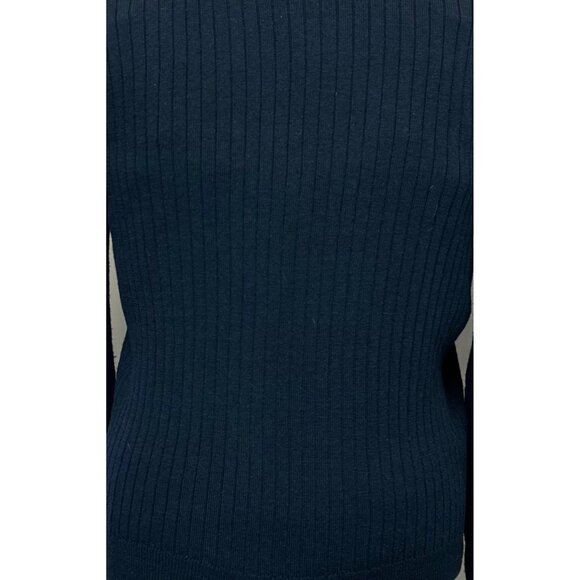 Vintage Liz Claiborne Collection Womens Merino Wool Sweater Ribbed Knit Navy M - Picture 4 of 9